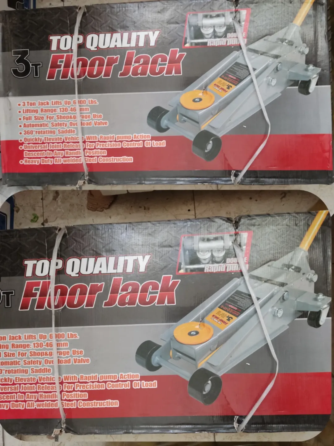 جک سوسماری ۳ تن چینی Floor Jack دوپمپ،نیم کورس،ورق ضخیم،